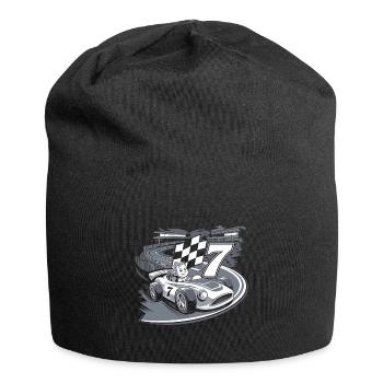 Thème de la voiture de course du 7e anniversaire pour les garçons - Bonnet en jersey - noir - Devant