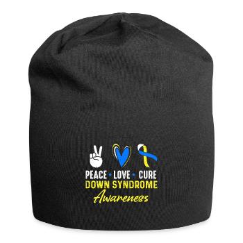 Peace Love Healing Down Syndrome Consciousness - Jersey Beanie - black - Front