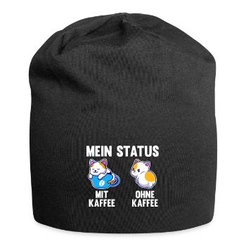 Katze Mein Status Mit Kaffee Ohne Kaffee - Jersey-Beanie - Schwarz - Vorne