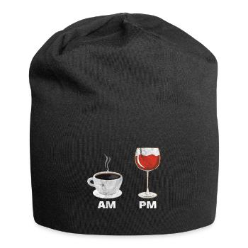 Coffee Wine Espresso Red Wine Wine Glass Gift - Jersey Beanie - black - Front