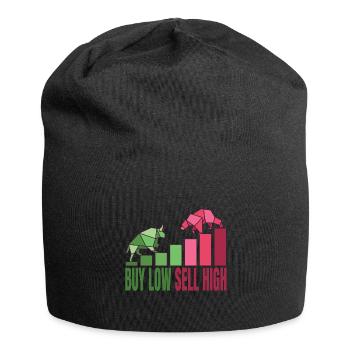 Buy Low Sell High Börse Bourse Argent Idée cadeau - Bonnet en jersey - noir - Devant