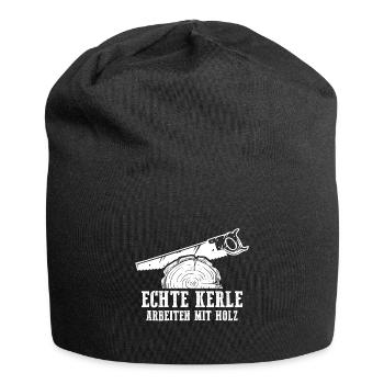 Echte Kerle Arbeiten mit Holz - Jersey-Beanie - Schwarz - Vorne