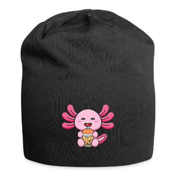 Bubble Milk Tea Axolotl Drinking Boba Tea - Jersey Beanie - black - Front