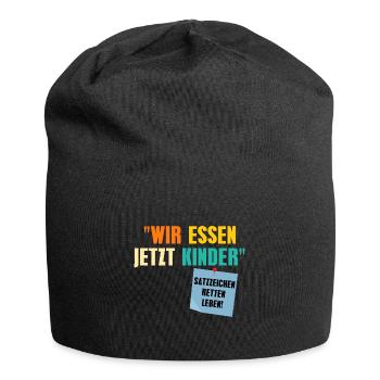 Wir Essen Jetzt Kinder Satzzeichen Retten Leben - Jersey-Beanie - Schwarz - Vorne