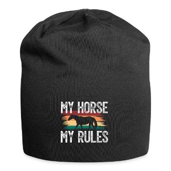 My Horse, My rules. Knight gift . horsewoman. - Jersey Beanie - black - Front