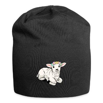 Happy Easter Lamb Sheep Easter Greetings Children - Jersey Beanie - black - Front