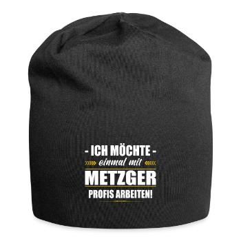 Einmal Mit Metzger Profis Arbeiten Fleischer - Jersey-Beanie - Schwarz - Vorne