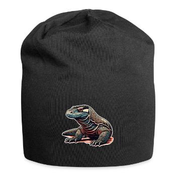 Komodowaran Komodo Dragon - Jersey-Beanie - Schwarz - Vorne
