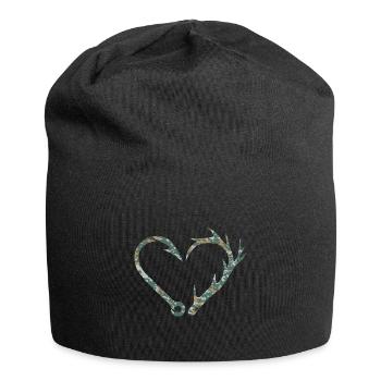 Angler Jäger Herz Angelhaken Geweih Angeln Jagd - Jersey-Beanie - Schwarz - Vorne