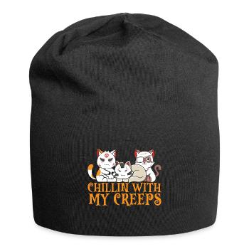 Halloween Katze Hexe - Jersey-Beanie - Schwarz - Vorne