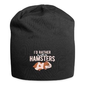 Nagetier Hamster - Jersey-Beanie - Schwarz - Vorne