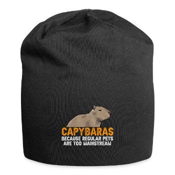 Capybara Nagetier - Jersey-Beanie - Schwarz - Vorne