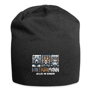 Bärtigermann Bär Tiger Mann Geschenk Bart - Jersey-Beanie - Schwarz - Vorne