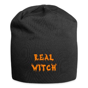 Real Witch / Halloween Witch Design - Jersey Beanie - black - Front