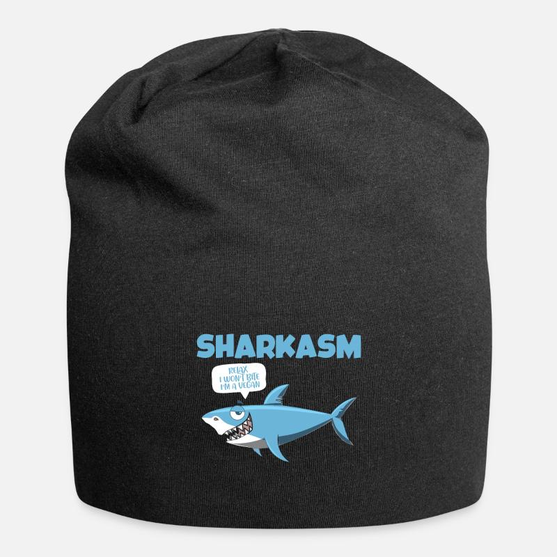 Sharkasm Deep Sea Predator Great White Shark - Jersey Beanie - black