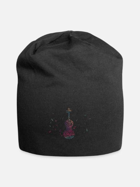 Bunter Geige Musikalische Noten Streichinstrument - Jersey-Beanie - Schwarz