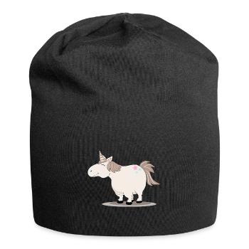 Thick cute unicorn - Jersey Beanie - black - Front