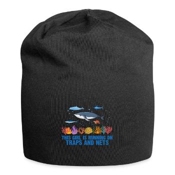 Girl Net Boat Marine Biologist Biology Ocean - Jersey Beanie - black - Front