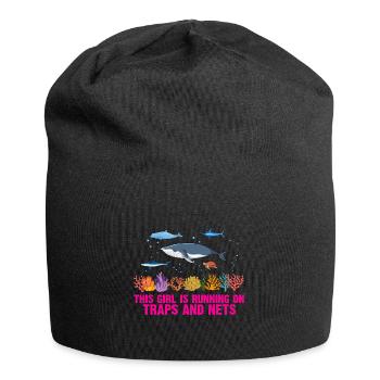 Girl Net Boat Marine Biologist Biology Ocean - Jersey Beanie - black - Front