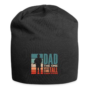 Dad The One Who Stands Tall Stands Strong - Jersey-Beanie - Schwarz - Vorne