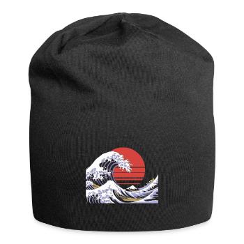 Big Wave Vaporwave Aesthetic 80s Anime Fashion - Jersey Beanie - black - Front