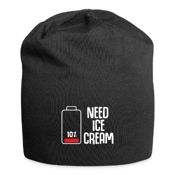 Lustiger Eisdielen Humor bei leerer Batterie - Jersey-Beanie - Schwarz - Vorne