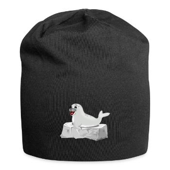 Lachende Robbe auf Fels - Jersey-Beanie - Schwarz - Vorne
