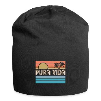 Pura Vida Costa Rica Coucher de soleil 70s 80s Surfeur Été - Bonnet en jersey - noir - Devant