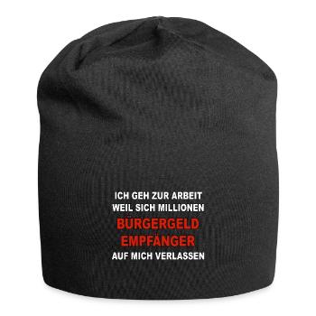 Je vais au travail - Bénéficiaire de la prestation citoyenne - Bonnet en jersey - noir - Devant