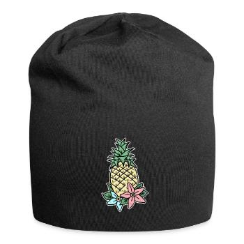 Orchidee Ananas Kahlo Kunst Hawaii Geschenkidee - Jersey-Beanie - Schwarz - Vorne