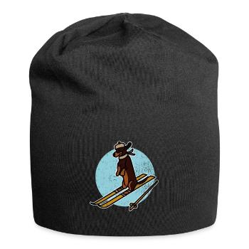 Ski Snow Winter Dog House Animal Pet Gift - Jersey Beanie - black - Front