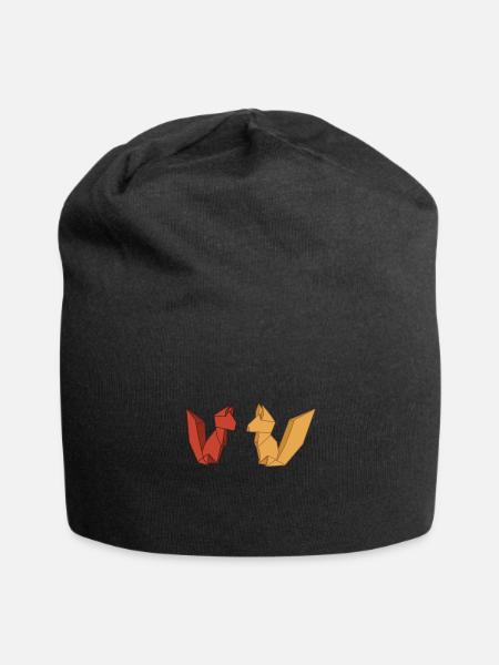 Renard en origami - Bonnet en jersey - noir