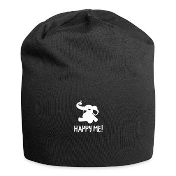 Elefant - elephant happy me! - Jersey-Beanie - Schwarz - Vorne