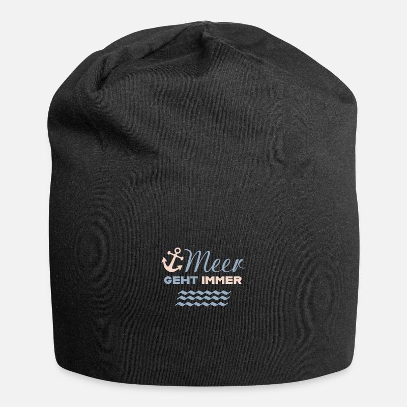 MEER GEHT IMMER lustiger Spruch Geschenk Anker - Jersey-Beanie - Schwarz