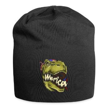 Merica T Rex - Patriotischer amerikanischer Trex-Dinosaurier - Jersey-Beanie - Schwarz - Vorne