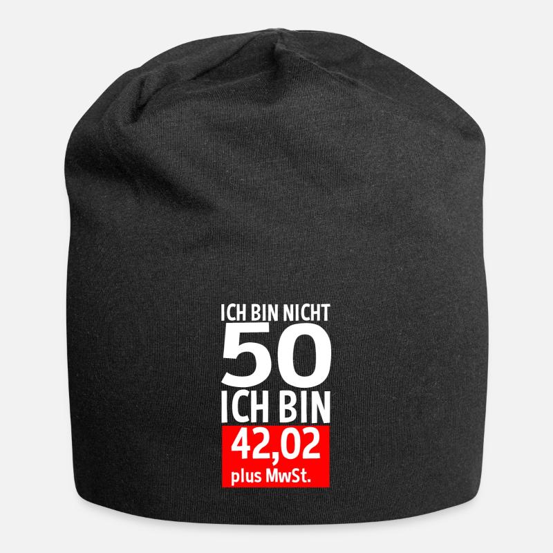 50 Jahre Plus MwSt 50. Geburtstag Spruch Geschenk - Jersey-Beanie - Schwarz