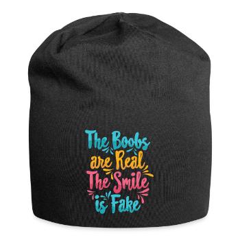 Boobs are real Smile is fake - Jersey Beanie - black - Front