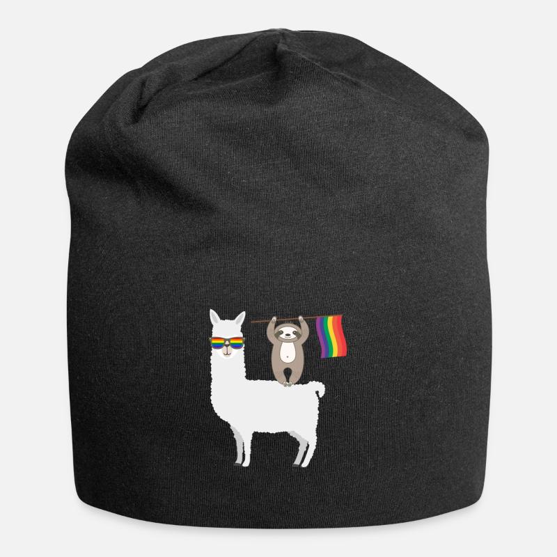 Lama LGBT Rainbow Sloth - Bonnet en jersey - noir
