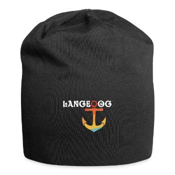 Langeoog mit Anker - Jersey-Beanie - Schwarz - Vorne