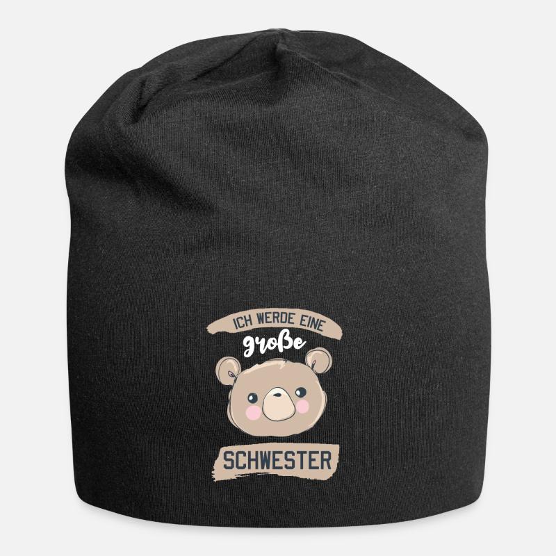 Ich werde große Schwester, Teddybär, Geburt - Jersey-Beanie - Schwarz