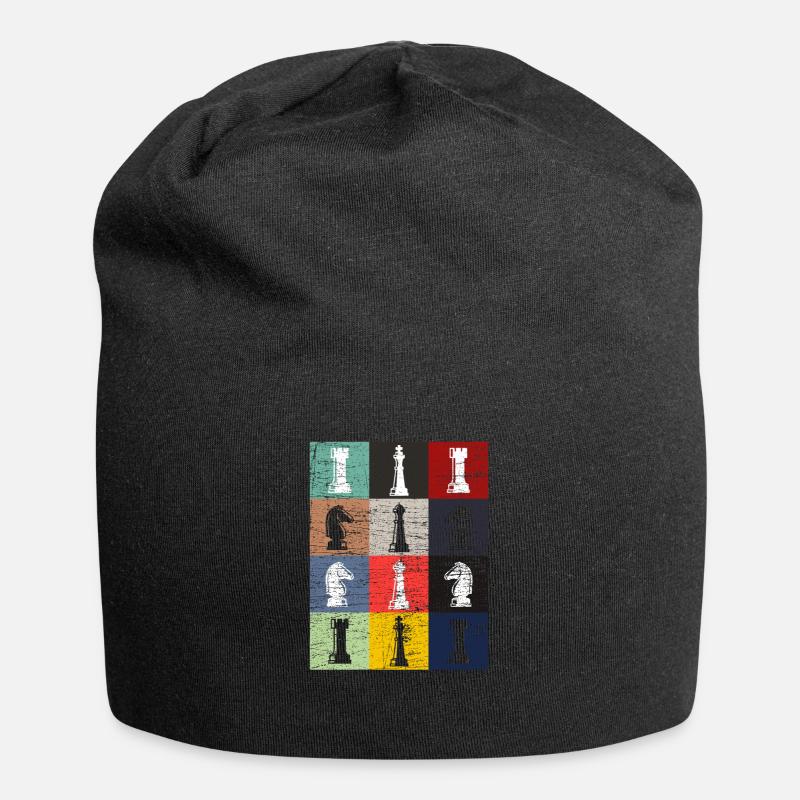 Pièces d'échecs - Bonnet en jersey - noir