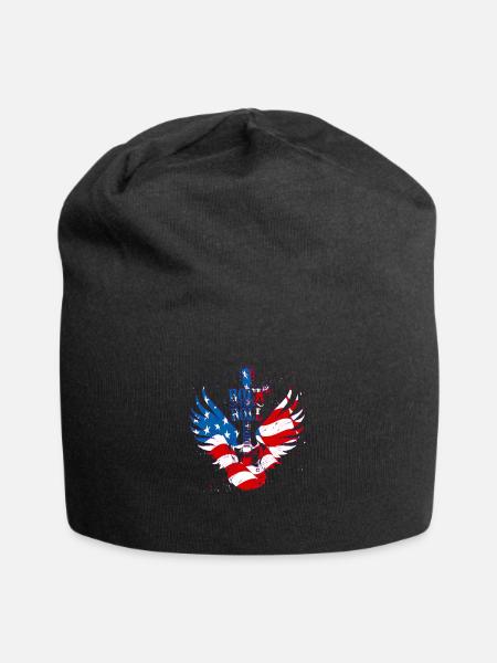 Gitarre - Guitar / Rock N Roll / American Style - Jersey-Beanie - Schwarz