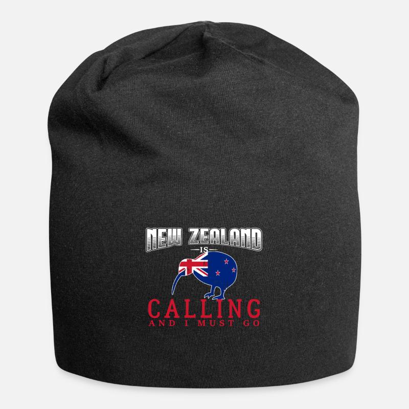 Neuseeland - Jersey-Beanie - Schwarz