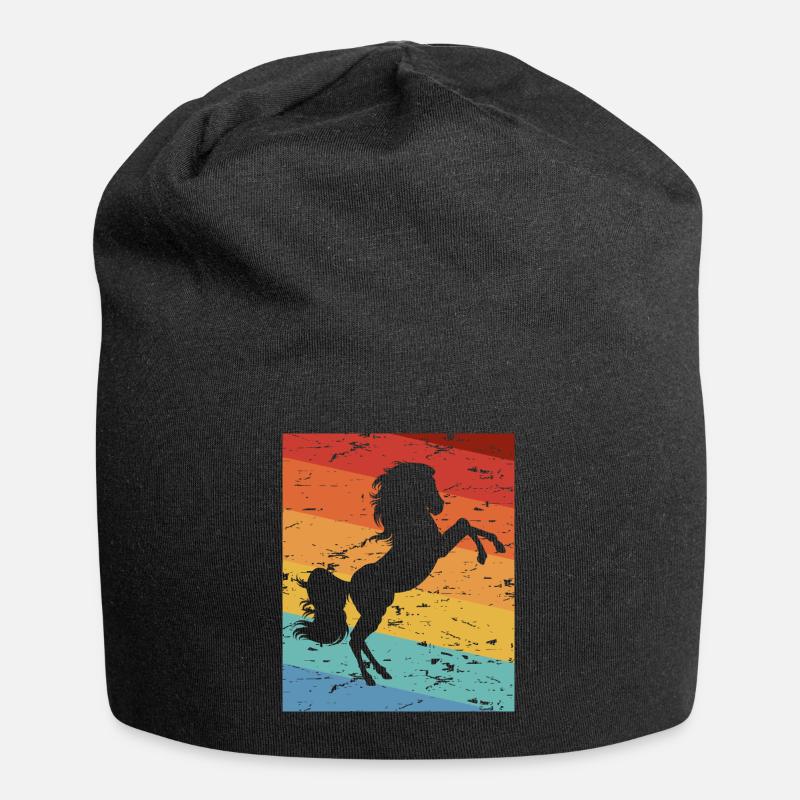 Pferd Pferde Silhouette - Jersey-Beanie - Schwarz