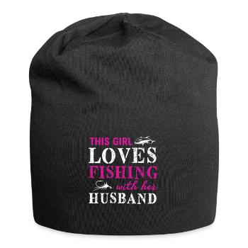 Maedchen Frau angeln anglerin - Jersey-Beanie - Schwarz - Vorne