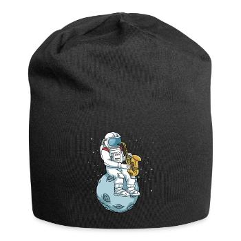 Saxophon Shirt Männer Astronaut Mond Jazz Musik - Jersey-Beanie - Schwarz - Vorne