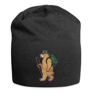 Backpacker Bär Geschenk - Jersey-Beanie - Schwarz - Vorne