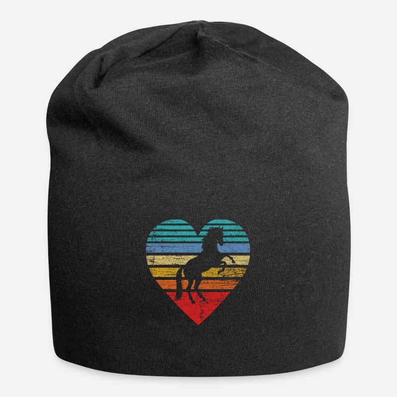 Pferde Herz - Jersey-Beanie - Schwarz