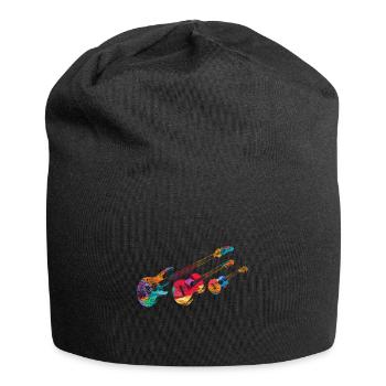 Guitare de musique minimale - Bonnet en jersey - noir - Devant