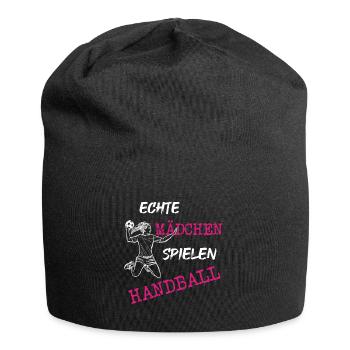 echte Mädchen spielen Handball - Jersey-Beanie - Schwarz - Vorne